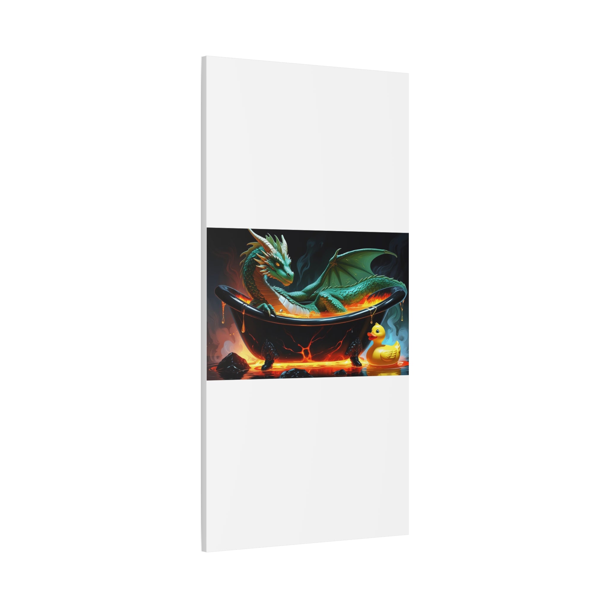 Whimsical Dragon In A Tub  Canvas Wall Art, Fantasy Decor, Kids Room Decor, Unique Gifts for Dragon Lovers, Cute Bathroom Art, Magical Home Decor