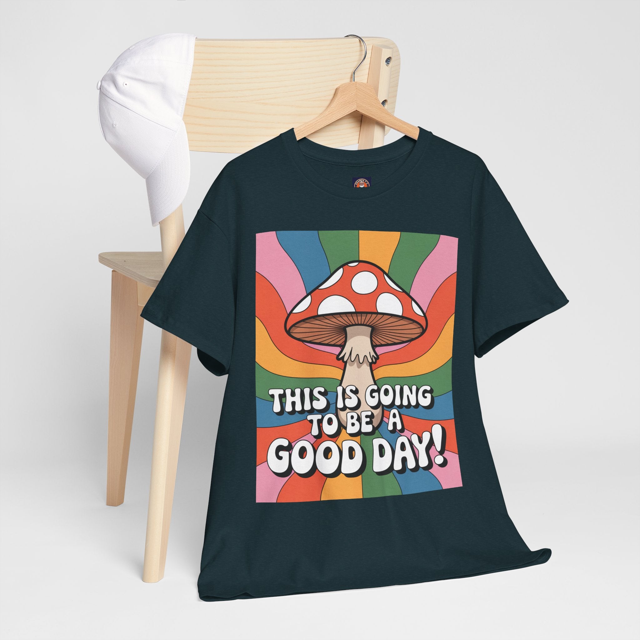 Fun Hippy Mushroom Cheerful Graphic Tee, Positive Vibes T-Shirt for Everyday Wear, Gift for Nature Lovers, Trendy Casual Wear, Eco-Friendly Fashion