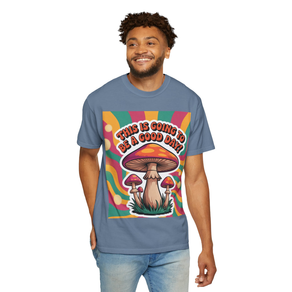 Positive Vibes T-shirt, Retro Mushroom Tee, Unisex Psychedelic Shirt, Gift for Friends, Casual Wear, Summer Essentials