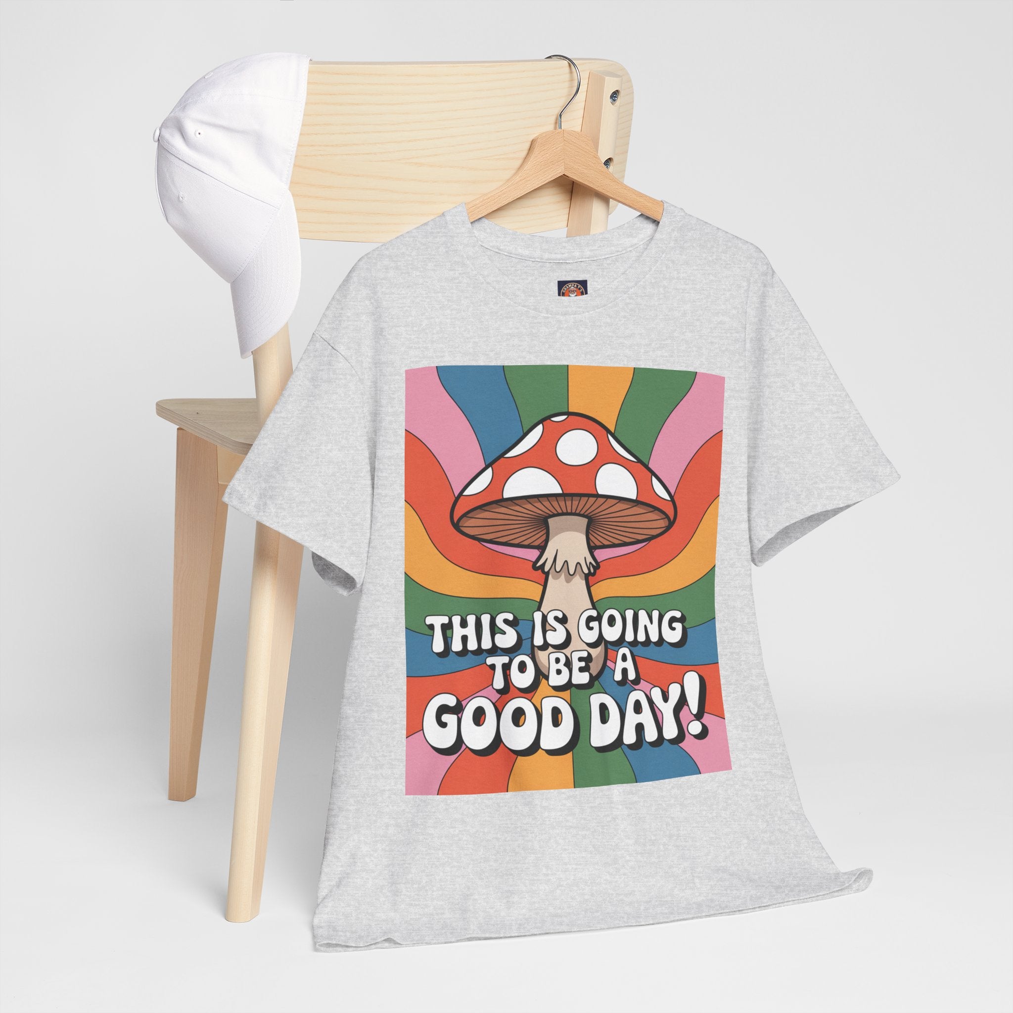 Fun Hippy Mushroom Cheerful Graphic Tee, Positive Vibes T-Shirt for Everyday Wear, Gift for Nature Lovers, Trendy Casual Wear, Eco-Friendly Fashion