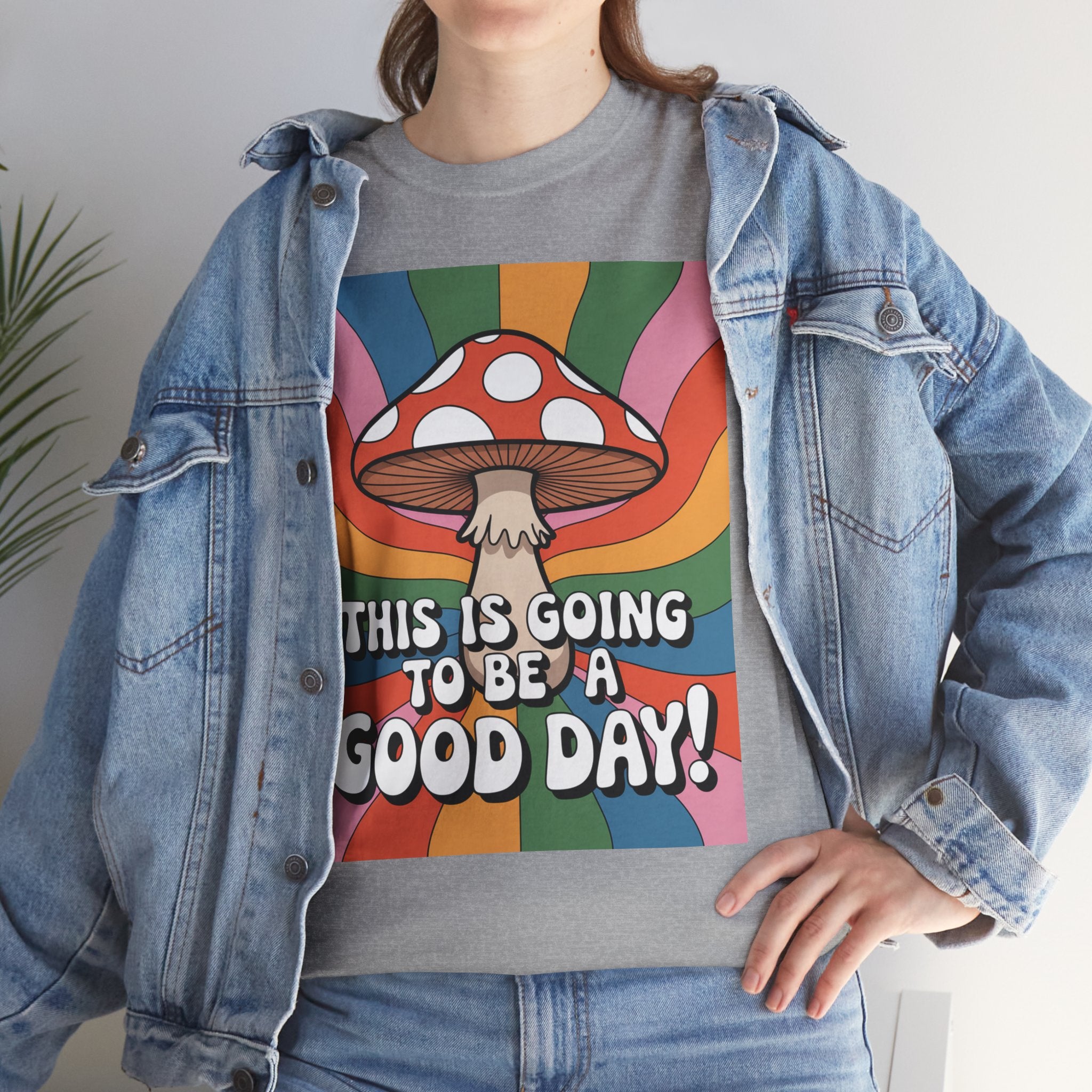 Fun Hippy Mushroom Cheerful Graphic Tee, Positive Vibes T-Shirt for Everyday Wear, Gift for Nature Lovers, Trendy Casual Wear, Eco-Friendly Fashion