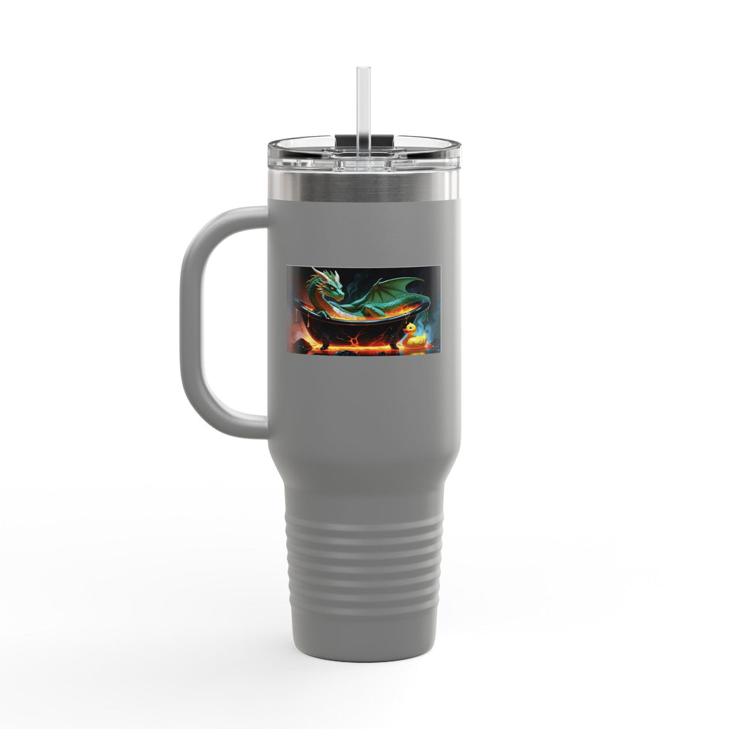 Fun Fantasy Dragon Bath Time Insulated Travel Mug, 40oz - Perfect for Adventures & Celebrations, Dragon Design, Hot & Cold Beverages, Gift for Fantasy Lovers