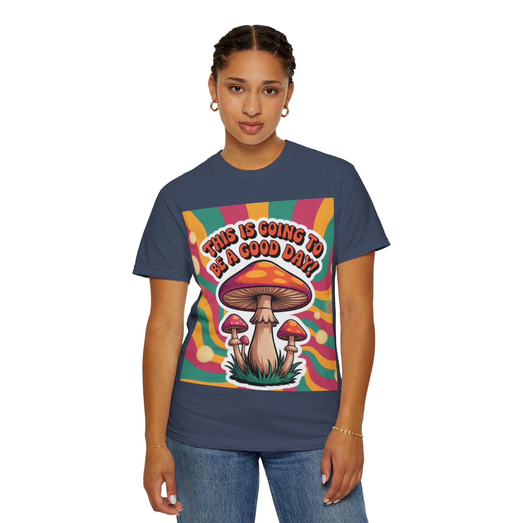 Positive Vibes T-shirt, Retro Mushroom Tee, Unisex Psychedelic Shirt, Gift for Friends, Casual Wear, Summer Essentials