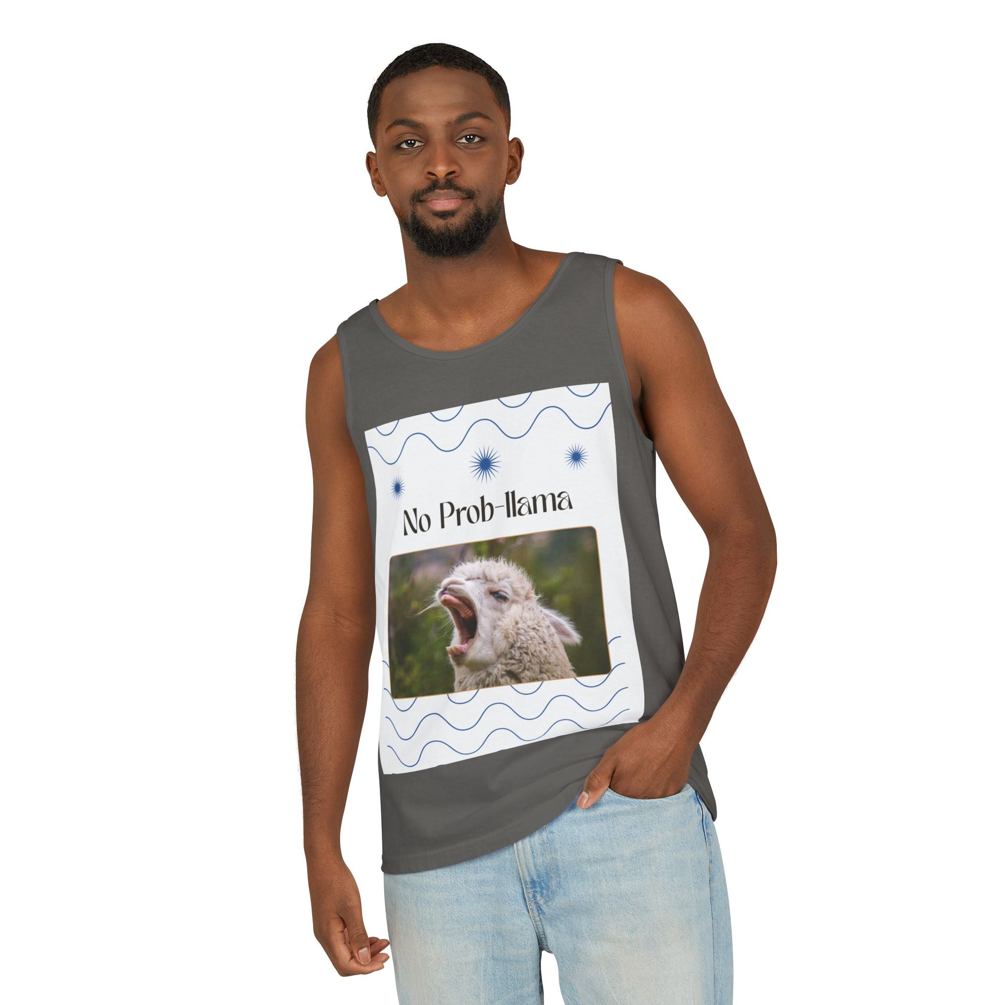 "No Prob-llama" Funny Tank Top – Cute Llama Graphic for Summer Vibes, Animal Lovers, Festivals & Chill Days