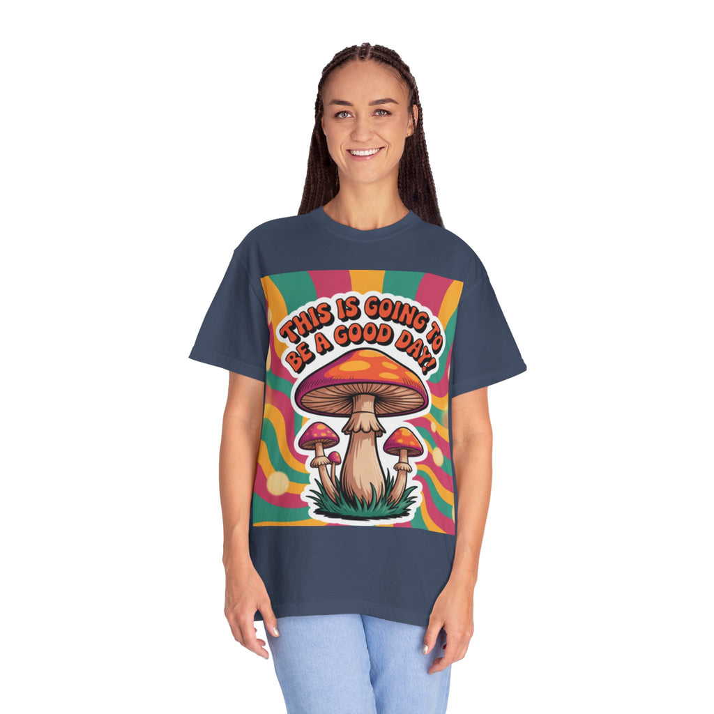 Positive Vibes T-shirt, Retro Mushroom Tee, Unisex Psychedelic Shirt, Gift for Friends, Casual Wear, Summer Essentials