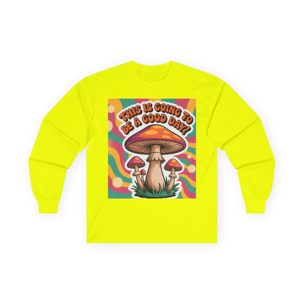 Good Vibes 70s Mushroom Long Sleeve Tee, Casual Wear, Gift for Friends, Unisex Shirt, Boho Style Clothing
