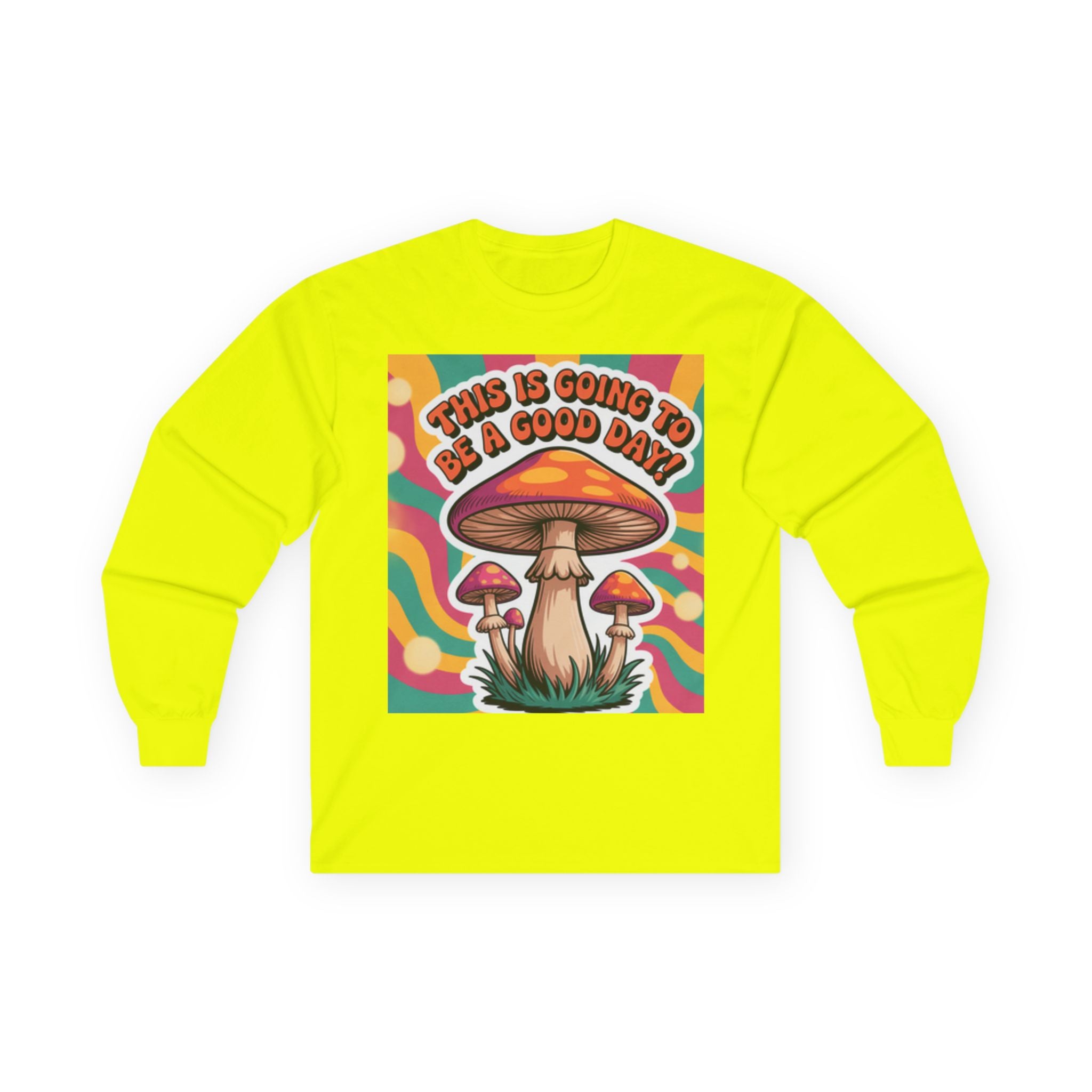 Good Vibes 70s Mushroom Long Sleeve Tee, Casual Wear, Gift for Friends, Unisex Shirt, Boho Style Clothing