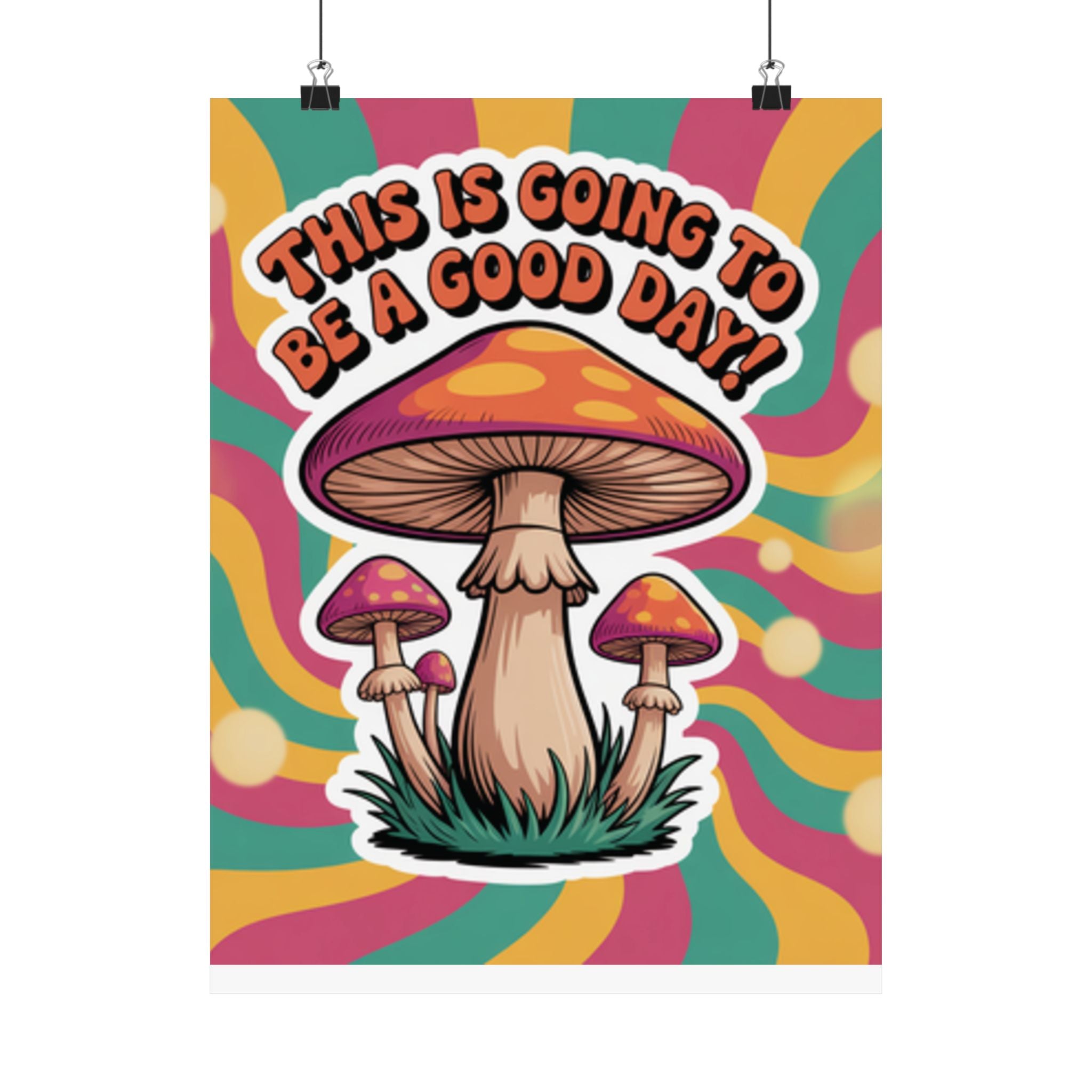 Colorful 70s Retro Mushroom Art Posters - Positive Wall Decor, Psychedelic Prints, Boho Home Decor, Gift for Friends, Inspirational Wall Art
