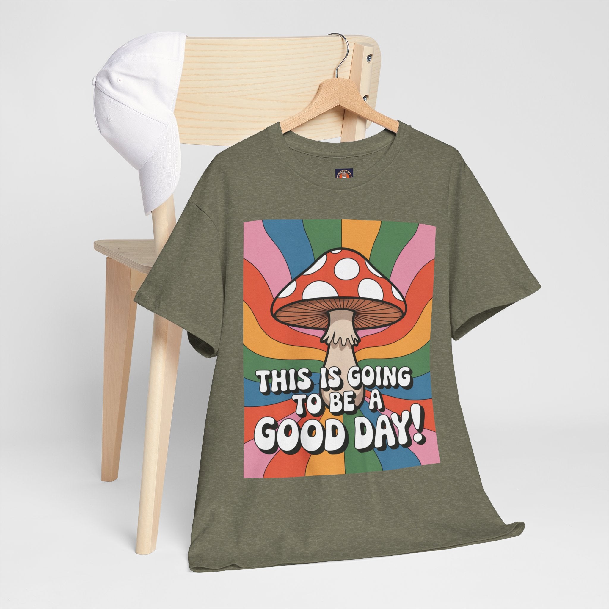 Fun Hippy Mushroom Cheerful Graphic Tee, Positive Vibes T-Shirt for Everyday Wear, Gift for Nature Lovers, Trendy Casual Wear, Eco-Friendly Fashion