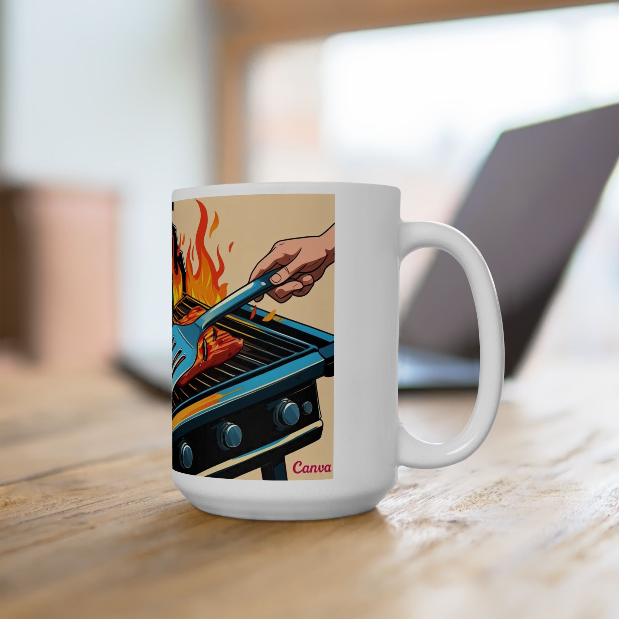 Fun Dad the Grill Master Ceramic Mug - Fun BBQ Coffee Cup for Grill Lovers, Father's Day Gift, Summer BBQ, Fire Up Your Mornings!