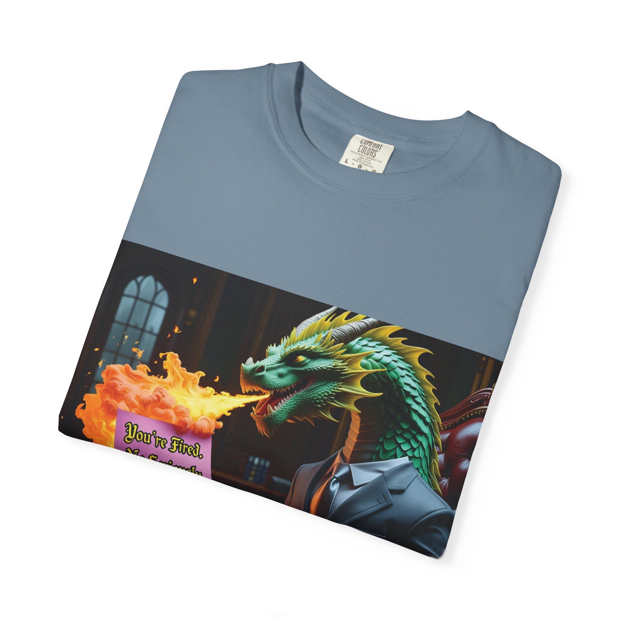 Dragon Fire  Unisex Garment-Dyed T-Shirt, Fun Graphic Tee, Unique Gift, Casual Wear, Fantasy Lover Apparel, Statement Shirt