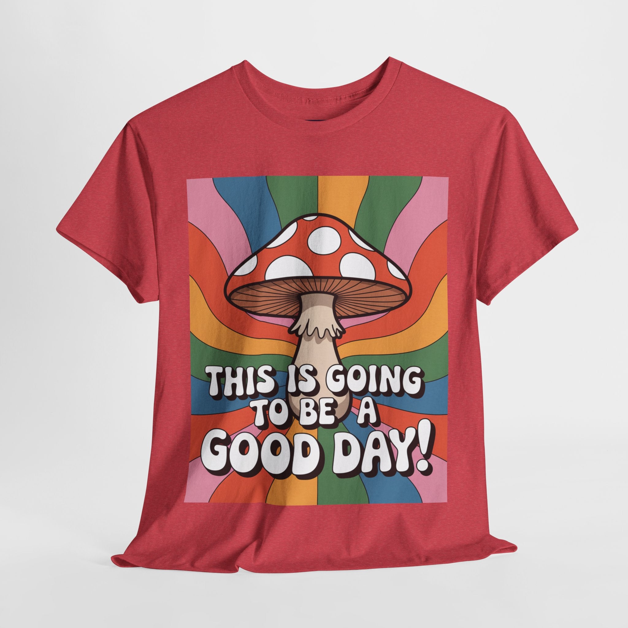 Fun Hippy Mushroom Cheerful Graphic Tee, Positive Vibes T-Shirt for Everyday Wear, Gift for Nature Lovers, Trendy Casual Wear, Eco-Friendly Fashion
