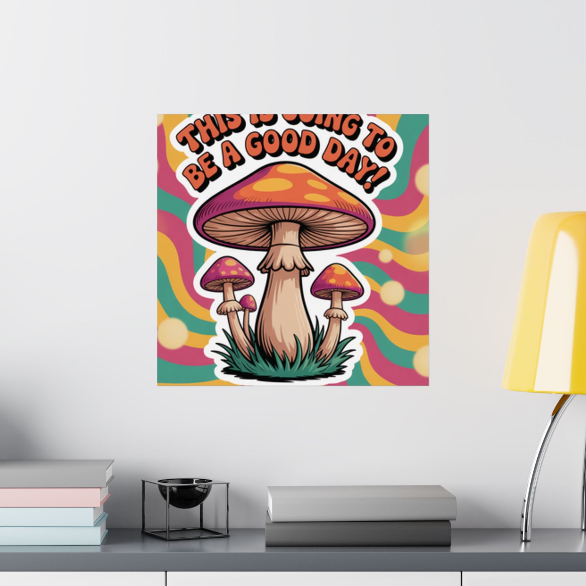 Colorful 70s Retro Mushroom Art Posters - Positive Wall Decor, Psychedelic Prints, Boho Home Decor, Gift for Friends, Inspirational Wall Art