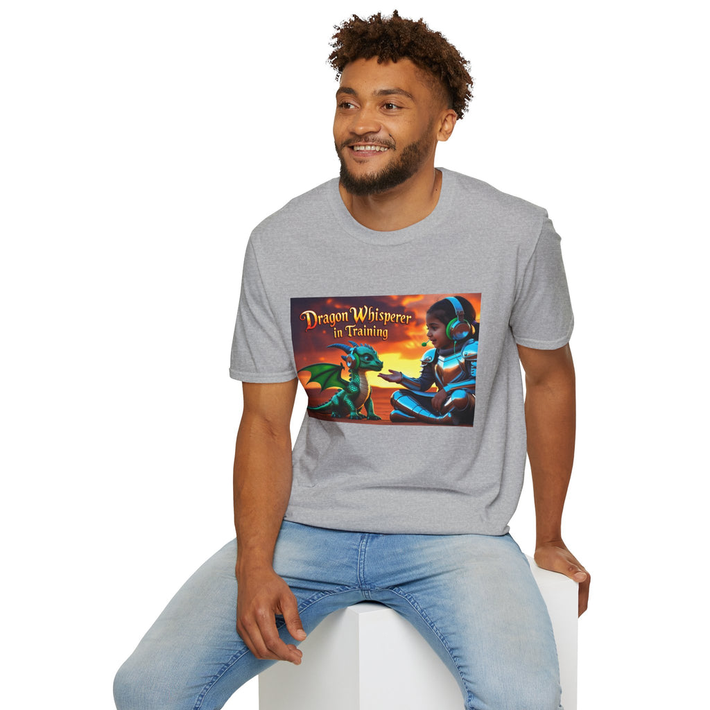 Funny Dragon Whisperer Unisex Softstyle T-Shirt | Fantasy Apparel, Gift for Dragon Lovers, Kids & Adults, Birthday Present, Magical Vibe