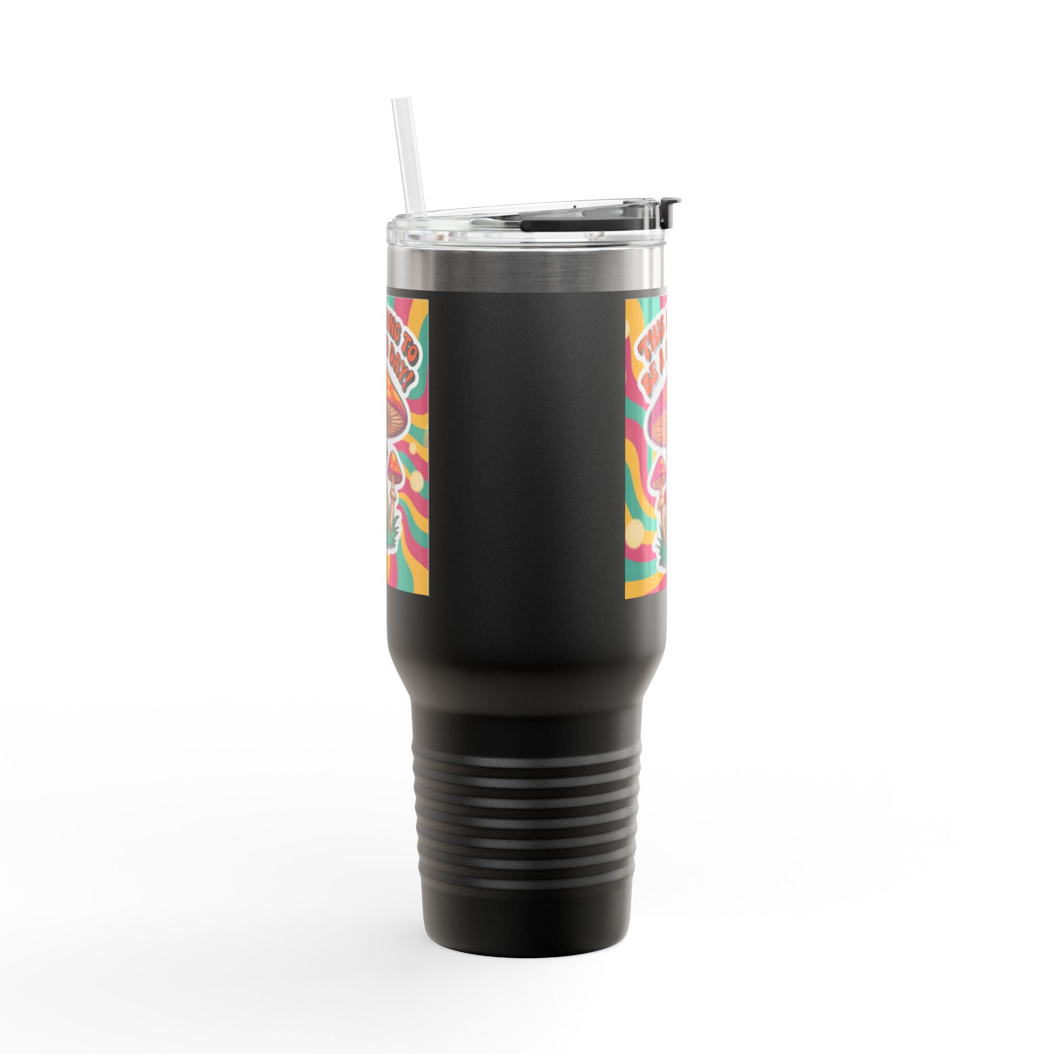 Colorful Happy Mushroom Insulated Travel Mug - Perfect for Adventures, Gifts, Summer Vibes, Camping, Road Trips, Daily Motivation