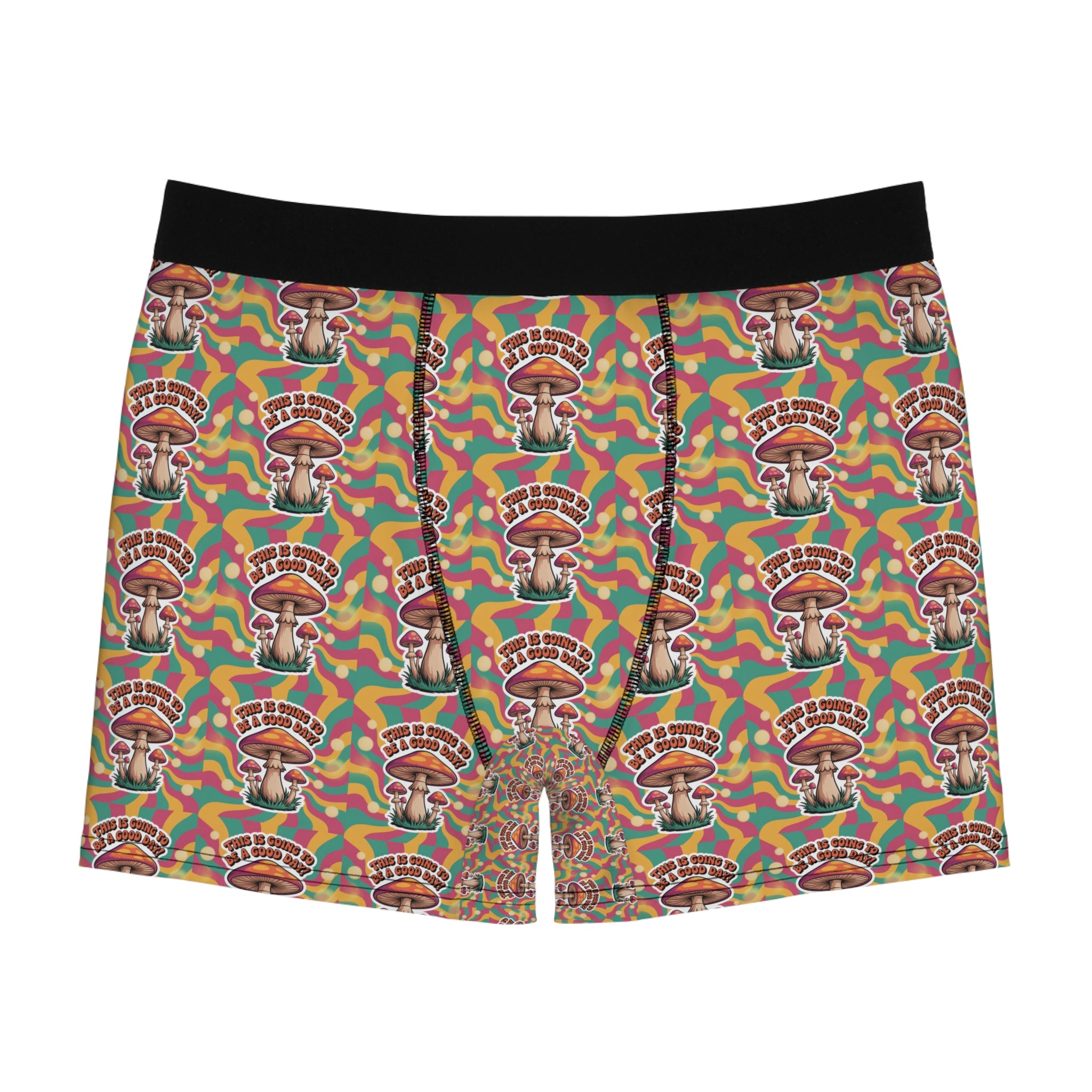 Colorful Mushroom Men's Boxer Briefs, Funky Underwear, Unique Gift, Festival Style, Vibrant Prints, Comfortable Daily Wear