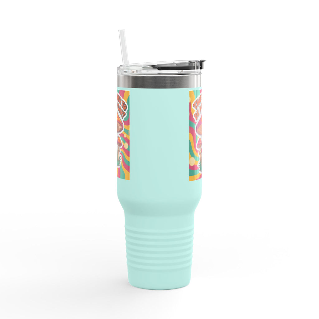 Colorful Happy Mushroom Insulated Travel Mug - Perfect for Adventures, Gifts, Summer Vibes, Camping, Road Trips, Daily Motivation