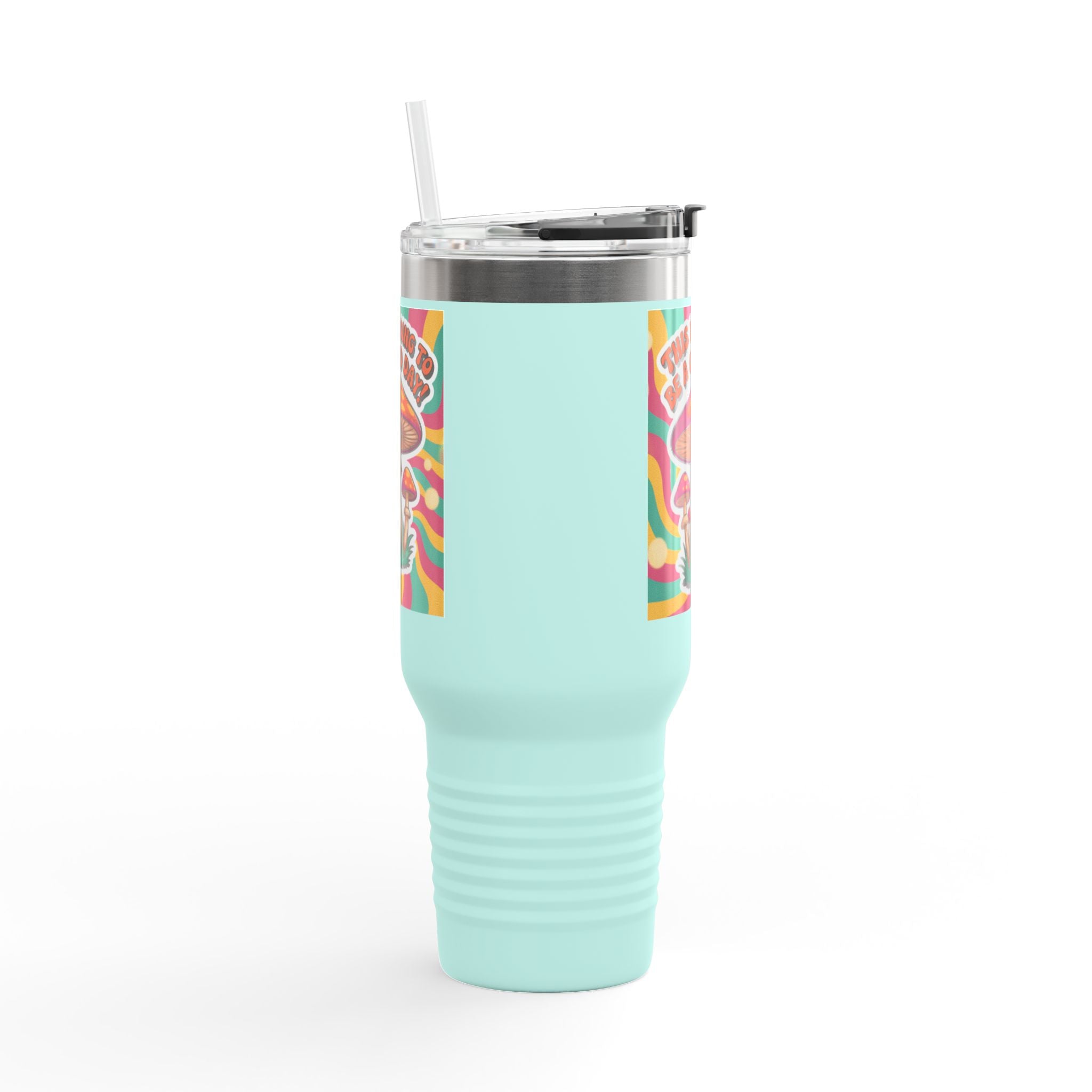 Colorful Happy Mushroom Insulated Travel Mug - Perfect for Adventures, Gifts, Summer Vibes, Camping, Road Trips, Daily Motivation