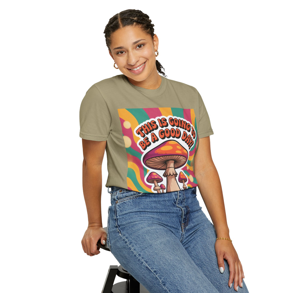 Positive Vibes T-shirt, Retro Mushroom Tee, Unisex Psychedelic Shirt, Gift for Friends, Casual Wear, Summer Essentials