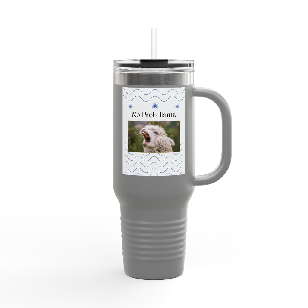 No Prob-Llama 40oz Travel Mug – Funny Llama Coffee Tumbler for Adults | Insulated, Spill-Proof, Adventure-Ready Hydration Gift