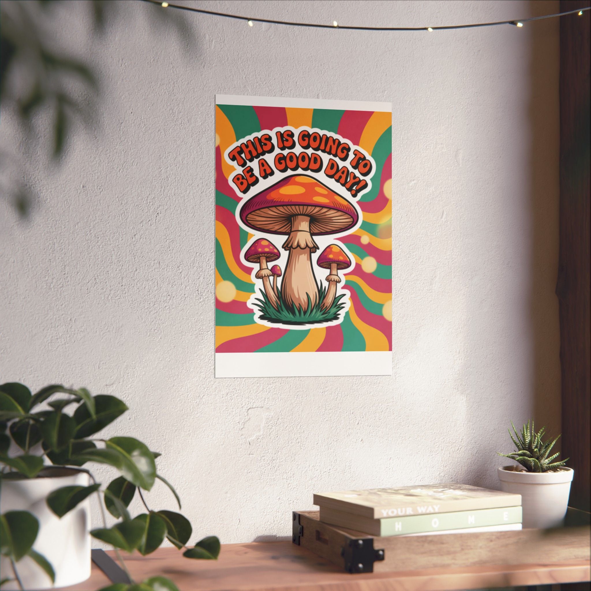 Colorful 70s Retro Mushroom Art Posters - Positive Wall Decor, Psychedelic Prints, Boho Home Decor, Gift for Friends, Inspirational Wall Art