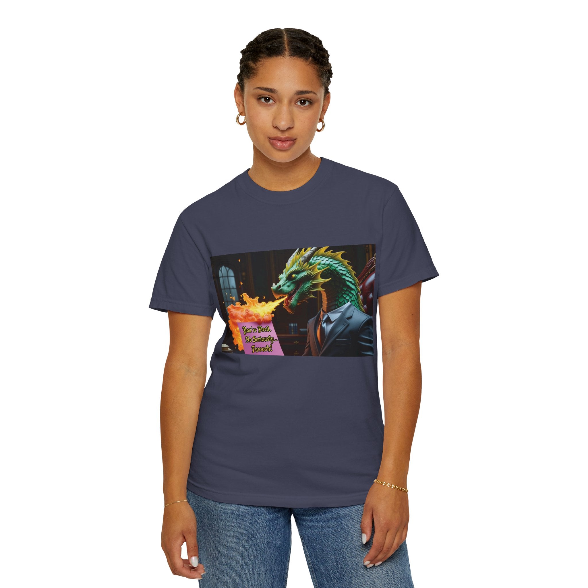 Dragon Fire  Unisex Garment-Dyed T-Shirt, Fun Graphic Tee, Unique Gift, Casual Wear, Fantasy Lover Apparel, Statement Shirt