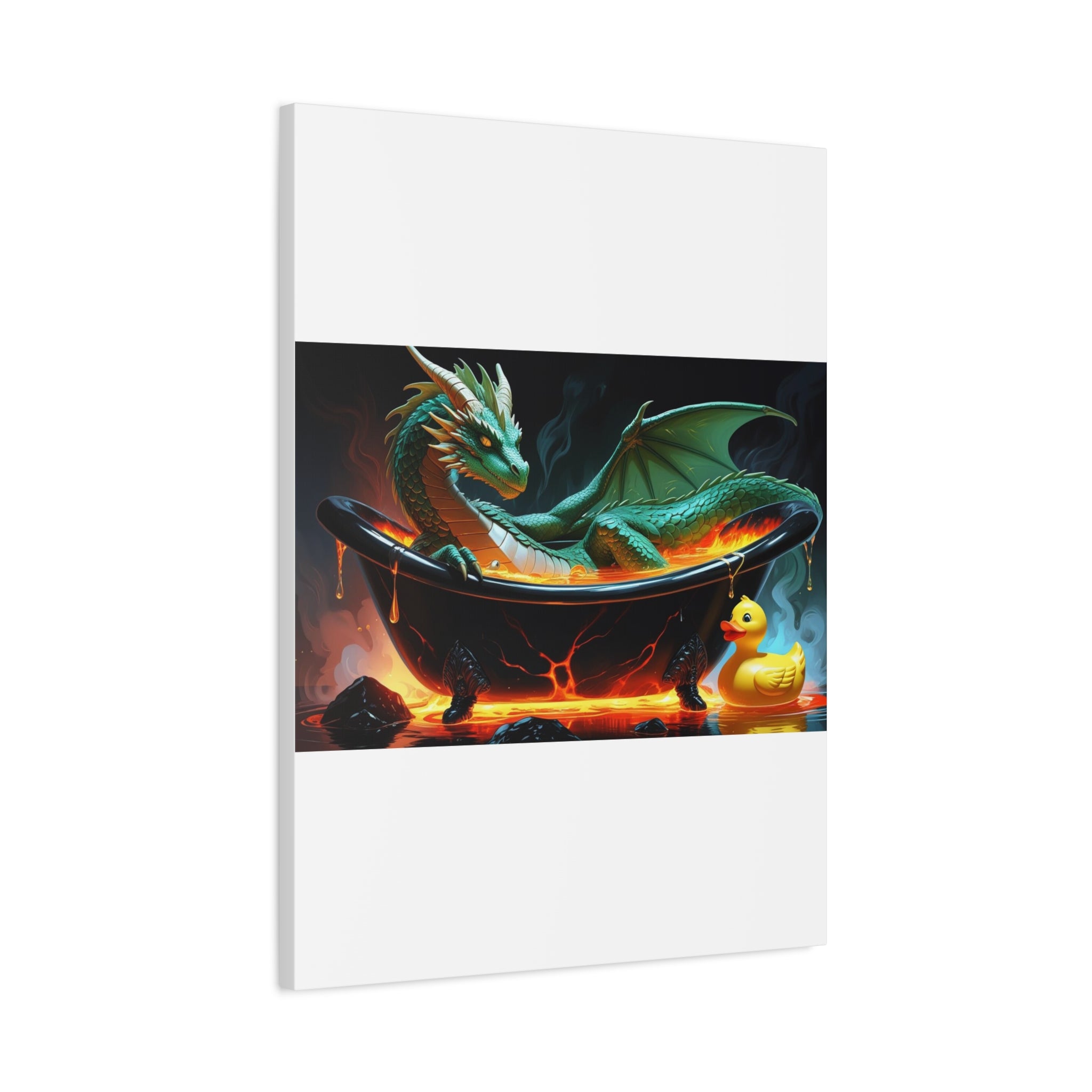 Whimsical Dragon In A Tub  Canvas Wall Art, Fantasy Decor, Kids Room Decor, Unique Gifts for Dragon Lovers, Cute Bathroom Art, Magical Home Decor