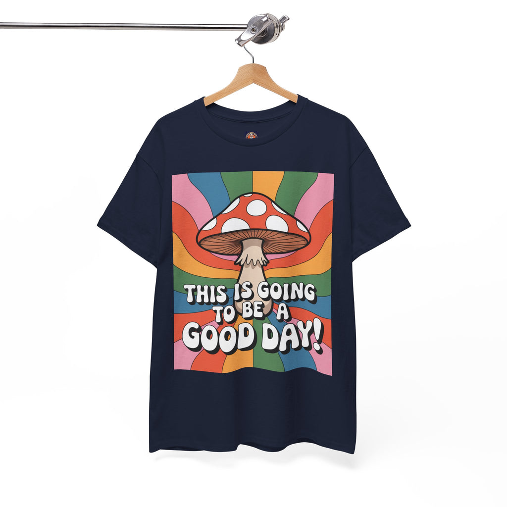 Fun Hippy Mushroom Cheerful Graphic Tee, Positive Vibes T-Shirt for Everyday Wear, Gift for Nature Lovers, Trendy Casual Wear, Eco-Friendly Fashion
