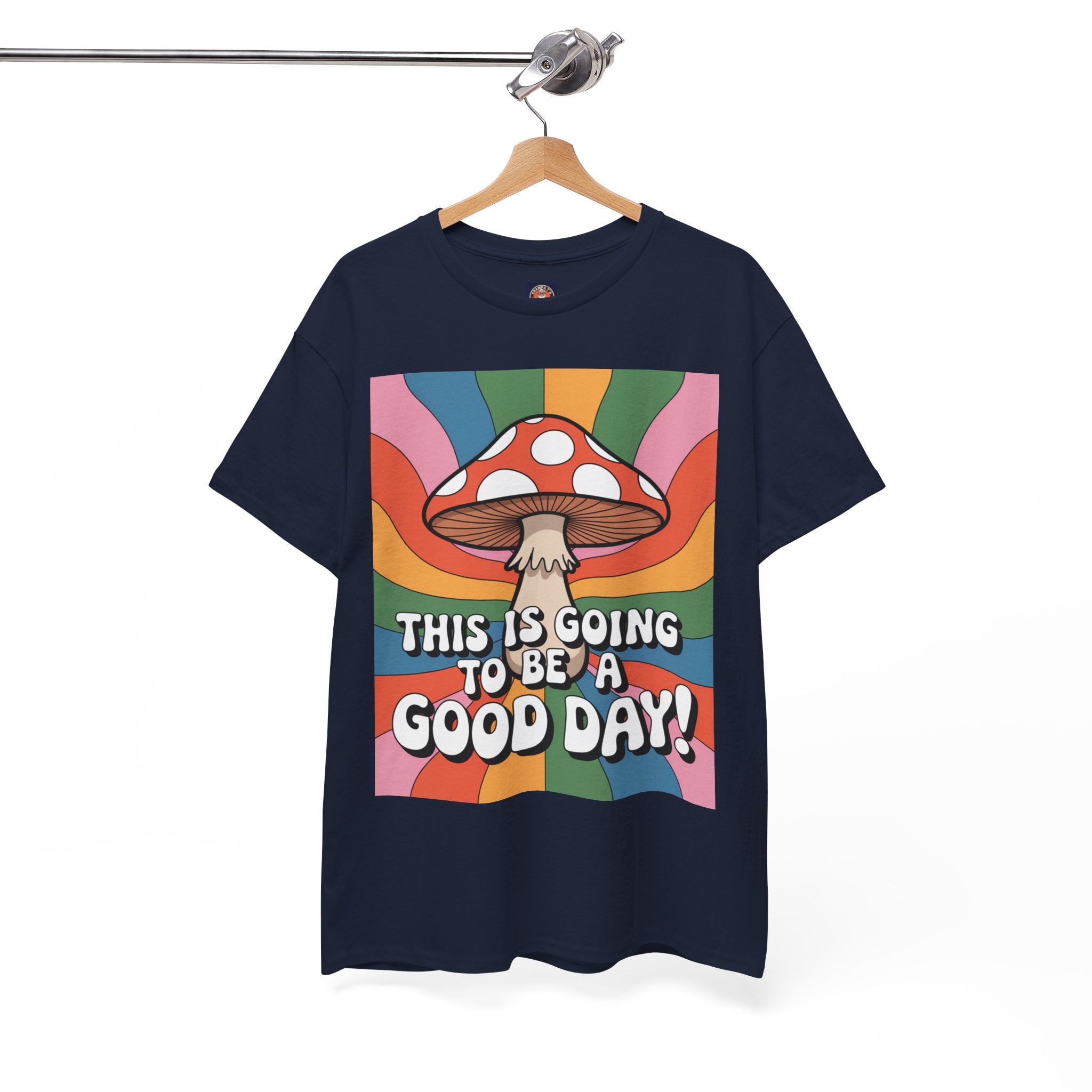 Fun Hippy Mushroom Cheerful Graphic Tee, Positive Vibes T-Shirt for Everyday Wear, Gift for Nature Lovers, Trendy Casual Wear, Eco-Friendly Fashion
