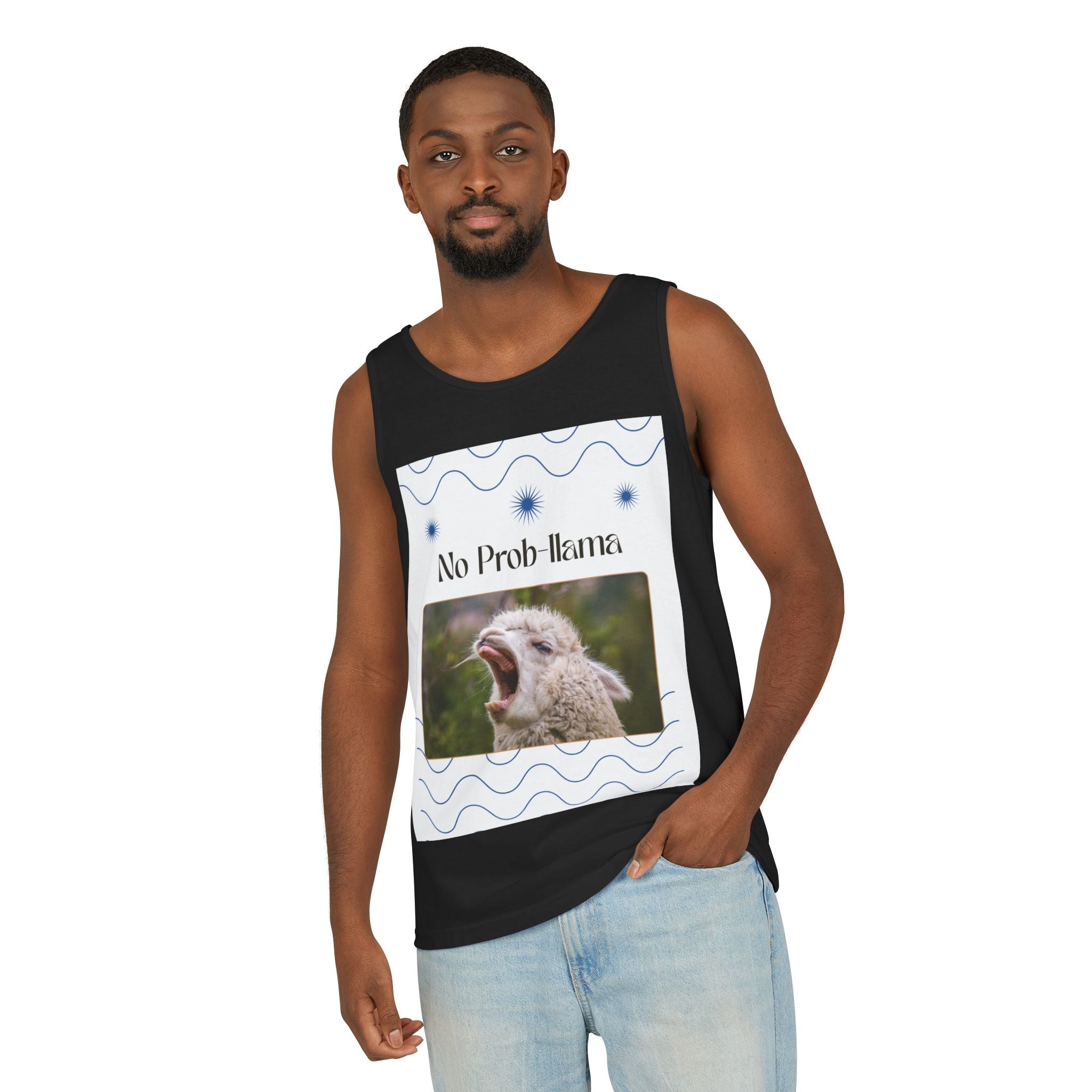 "No Prob-llama" Funny Tank Top – Cute Llama Graphic for Summer Vibes, Animal Lovers, Festivals & Chill Days