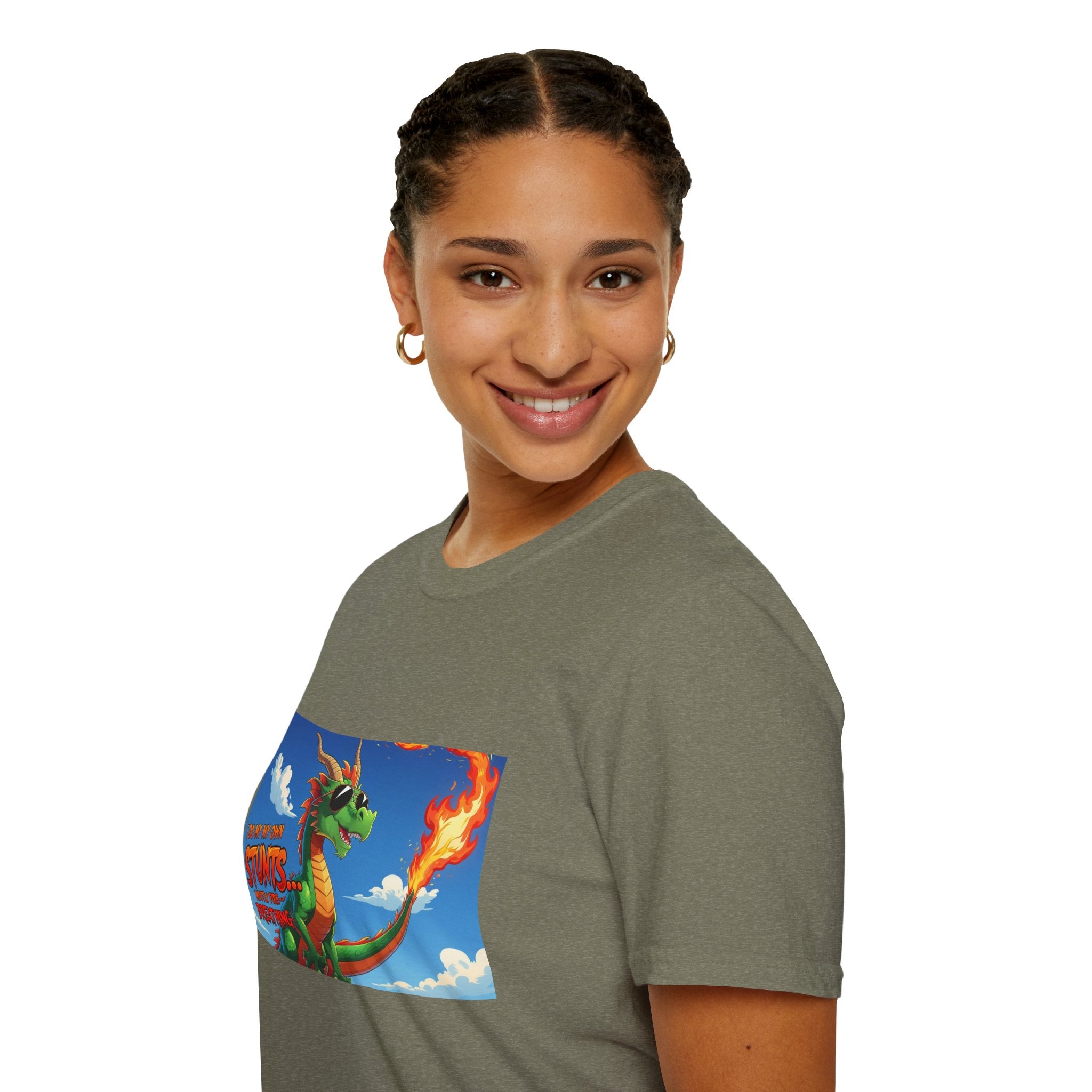 Funny Fire-Breathing Dragon T-Shirt | Fantasy Graphic Tee for Kids and Adults, Unisex Softstyle T-Shirt, Casual Wear, Game Night Apparel, [...]