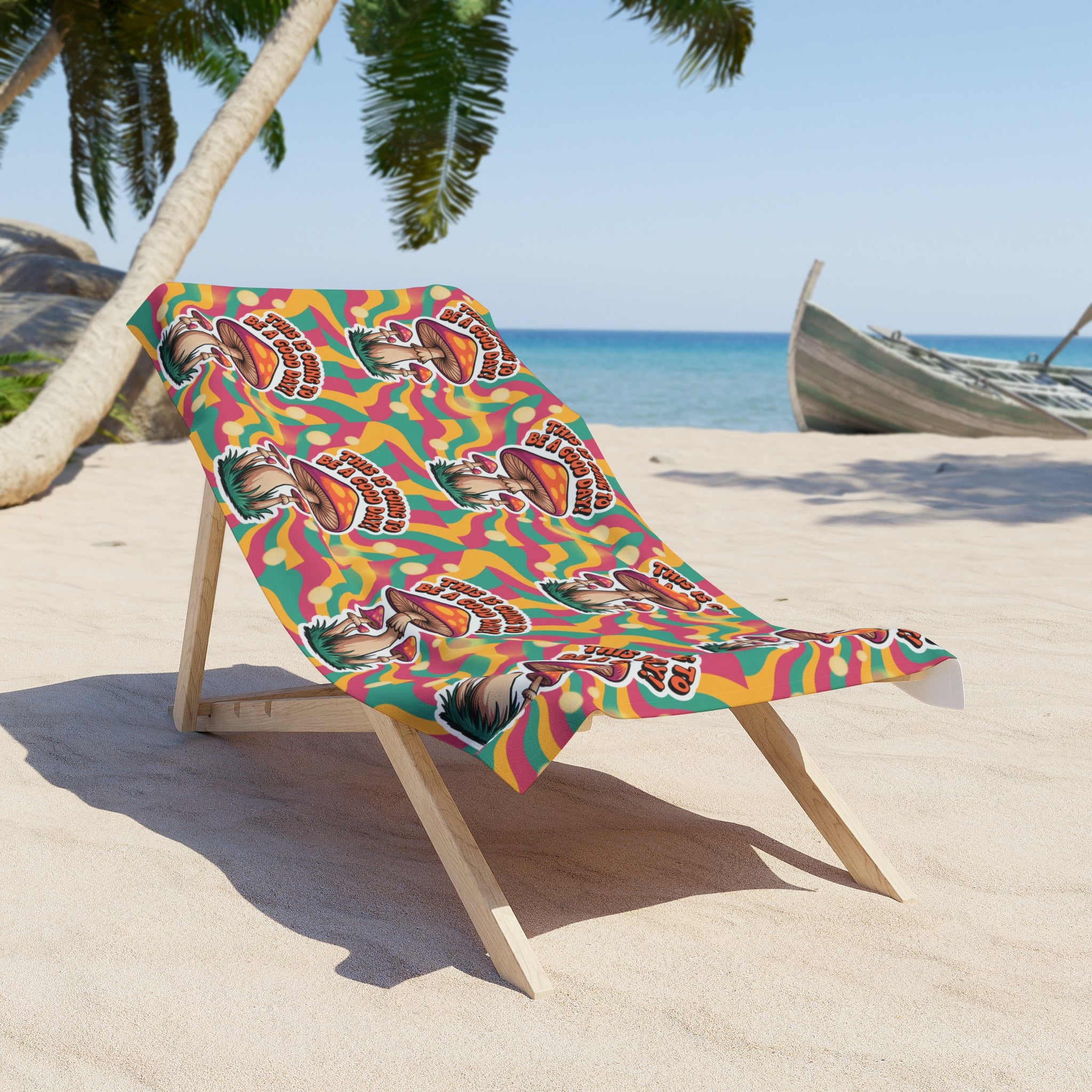Psychedelic Retro Mushroom Beach Towel - Groovy Mushroom Design for Summer Fun, Vacation Essentials, Poolside Relaxation, Gift for Nature Lovers, [...]