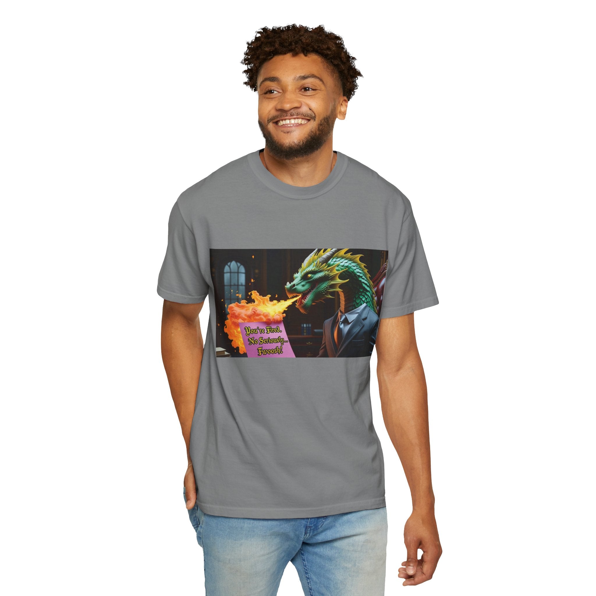 Dragon Fire  Unisex Garment-Dyed T-Shirt, Fun Graphic Tee, Unique Gift, Casual Wear, Fantasy Lover Apparel, Statement Shirt