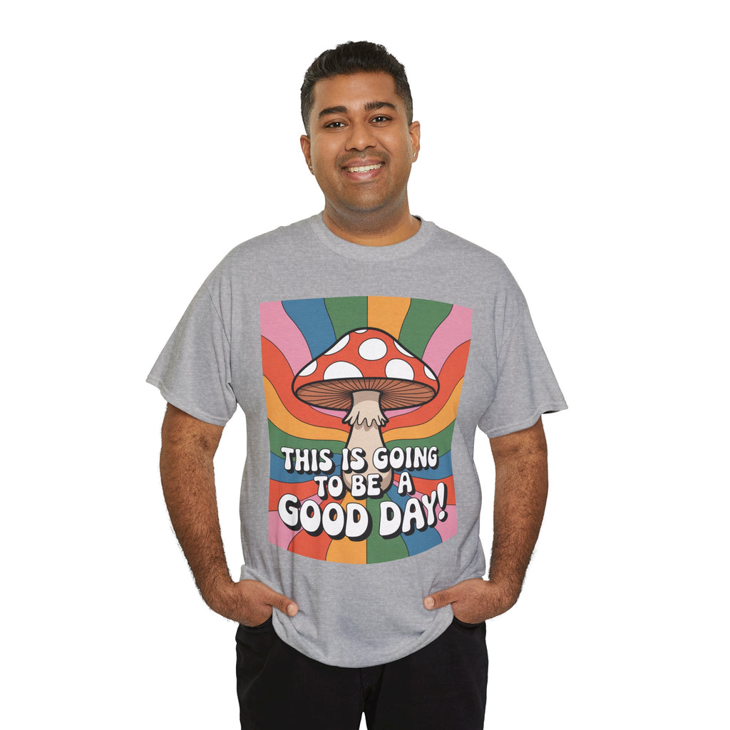 Fun Hippy Mushroom Cheerful Graphic Tee, Positive Vibes T-Shirt for Everyday Wear, Gift for Nature Lovers, Trendy Casual Wear, Eco-Friendly Fashion