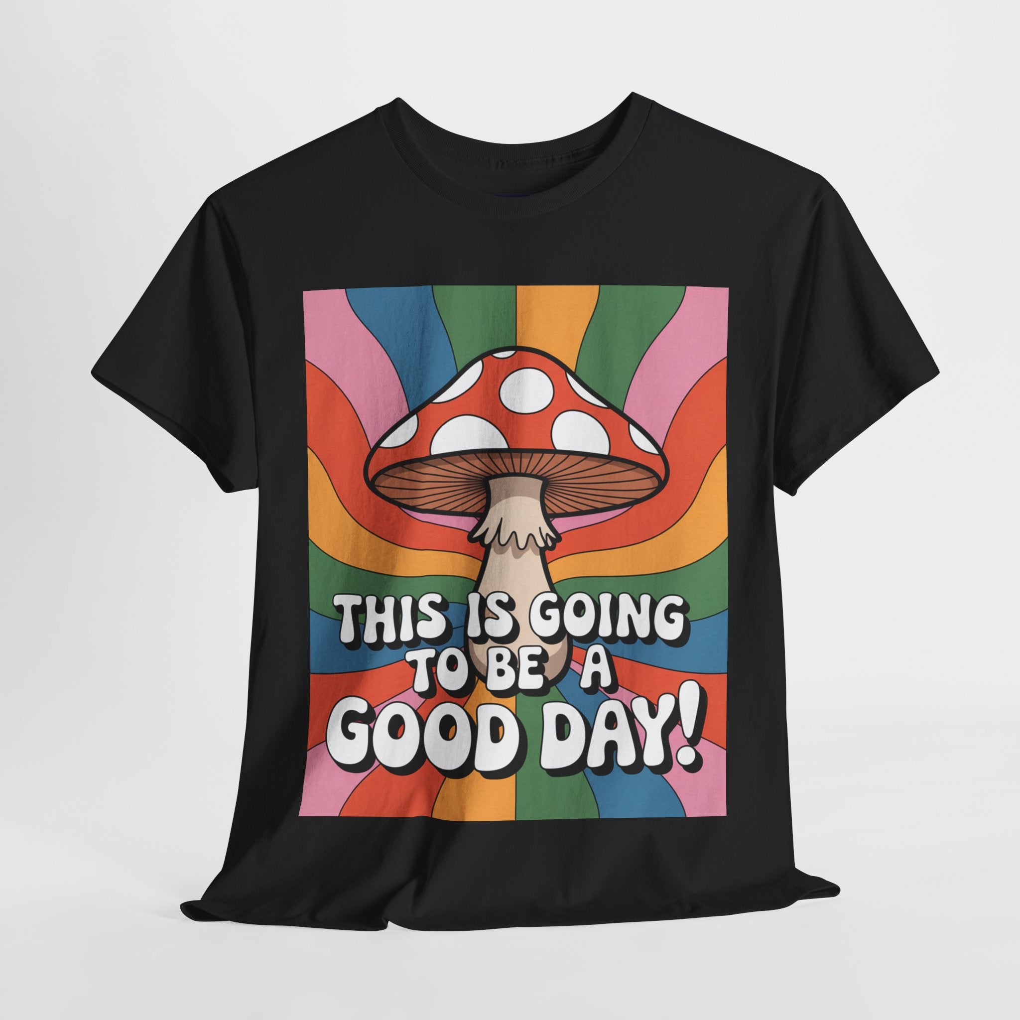 Fun Hippy Mushroom Cheerful Graphic Tee, Positive Vibes T-Shirt for Everyday Wear, Gift for Nature Lovers, Trendy Casual Wear, Eco-Friendly Fashion
