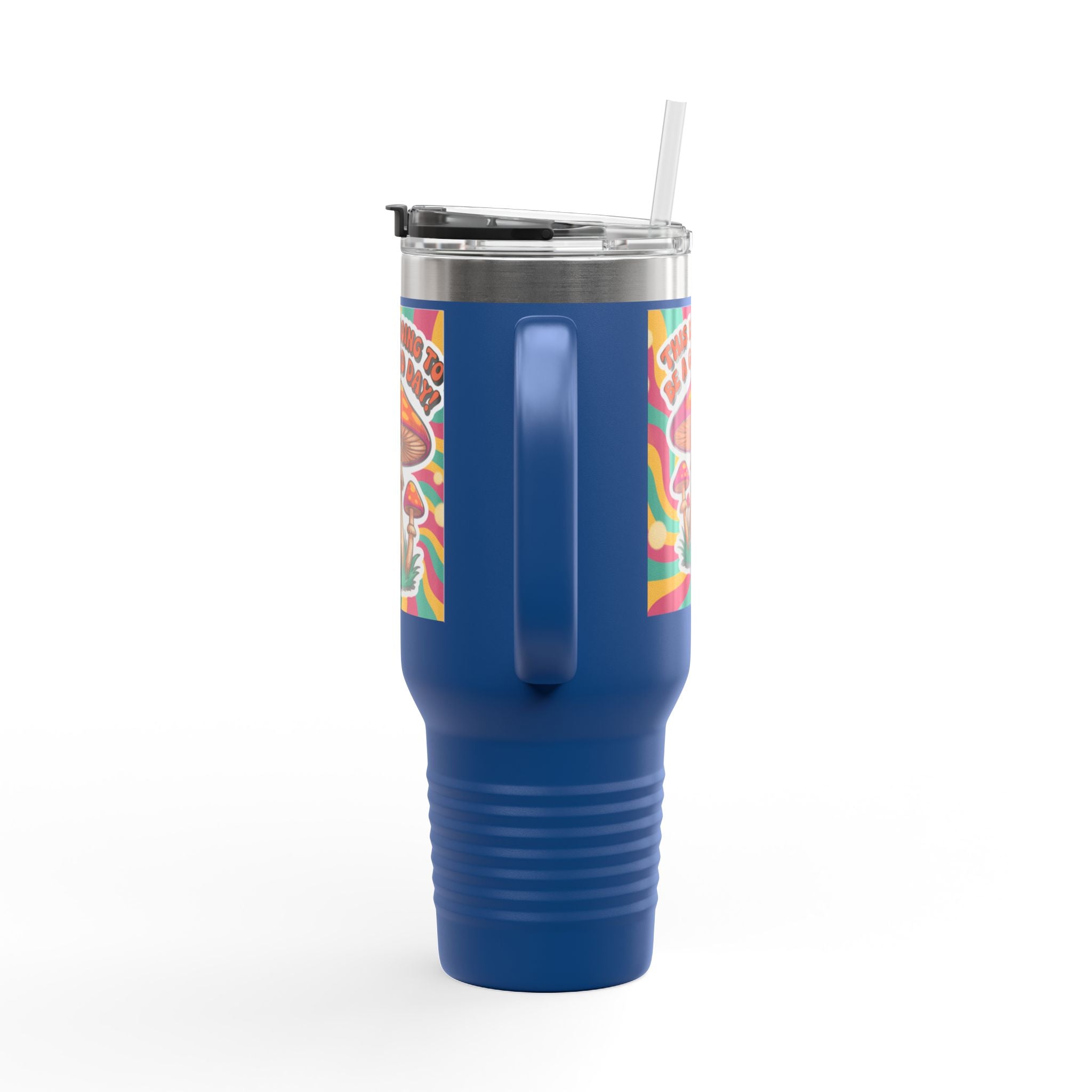 Colorful Happy Mushroom Insulated Travel Mug - Perfect for Adventures, Gifts, Summer Vibes, Camping, Road Trips, Daily Motivation