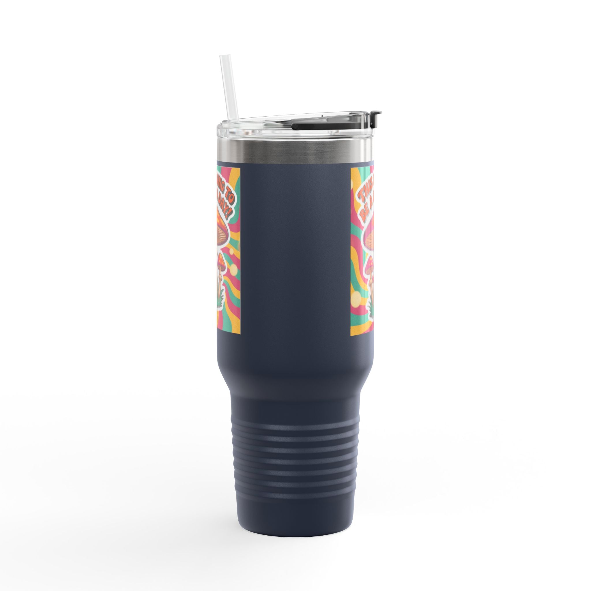 Colorful Happy Mushroom Insulated Travel Mug - Perfect for Adventures, Gifts, Summer Vibes, Camping, Road Trips, Daily Motivation