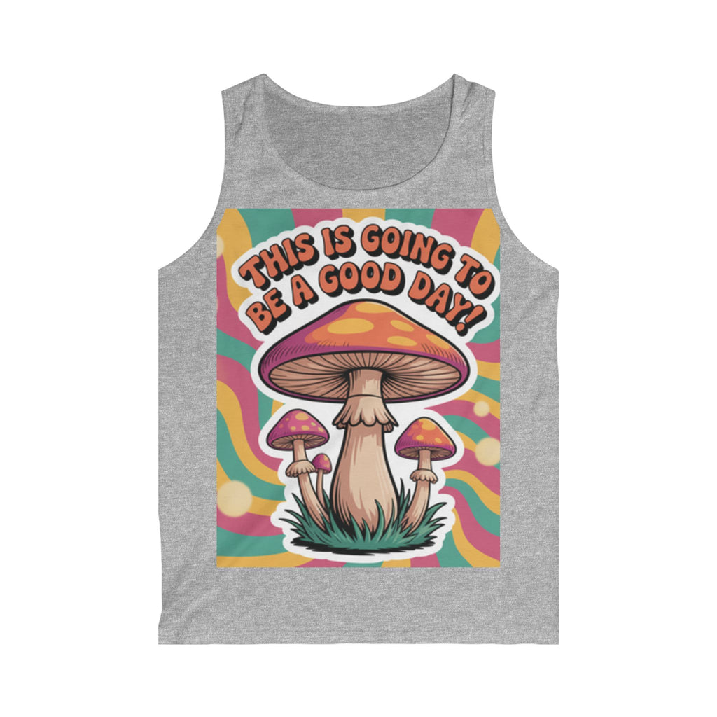 Men's Mushroom Graphic Tank Top, Bohemian Style Tank, Summer Top, Gift for Nature Lovers, Festival Wear, Good Vibes T-Shirt