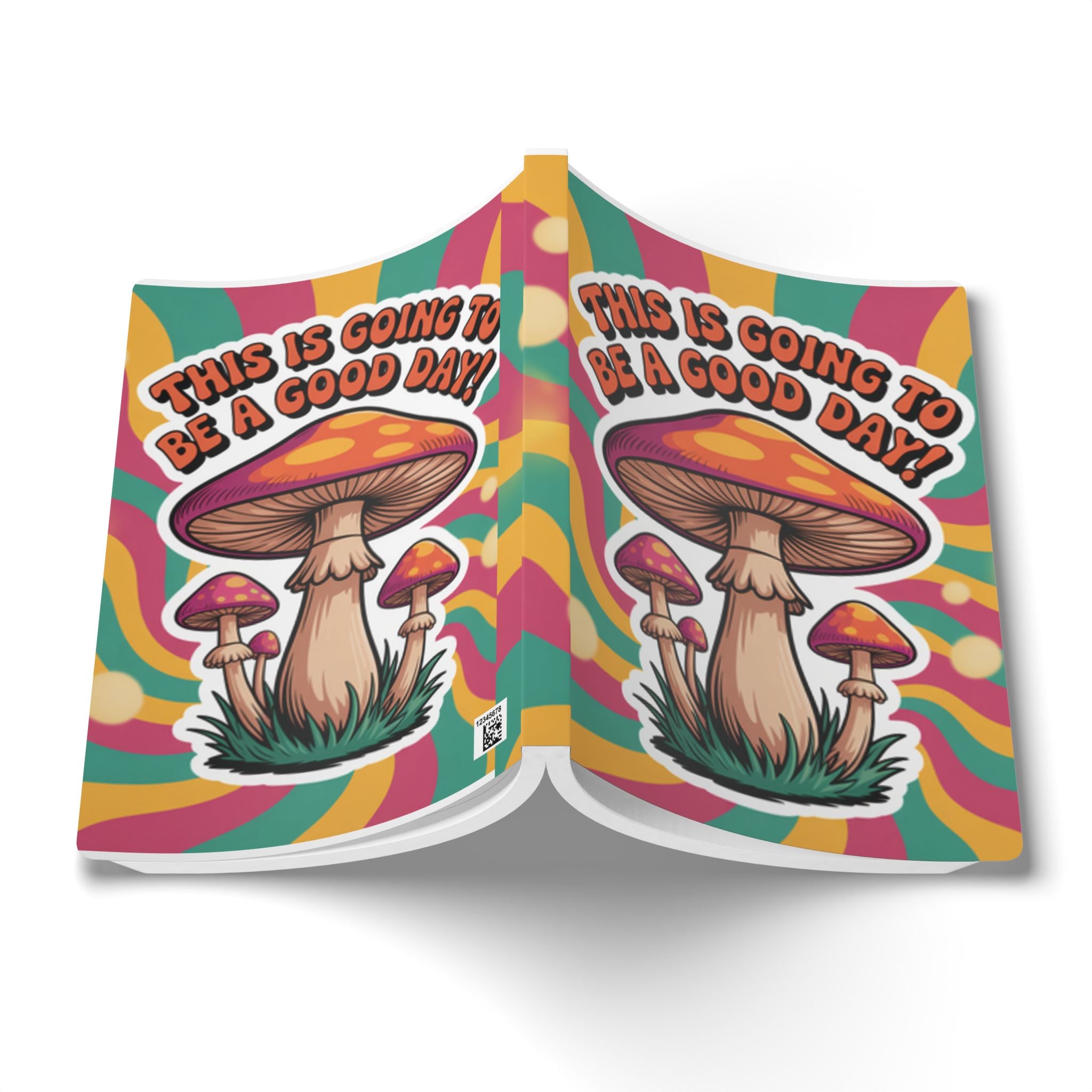 Colorful 70s Mushroom Journal: Positive Vibes Diary, Motivational Notebook, Gift for Writers, Back to School, Nature Lovers