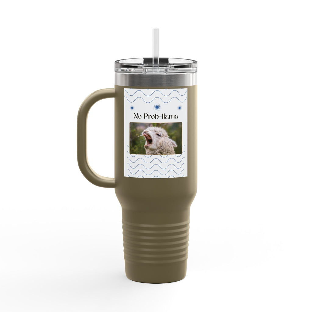 No Prob-Llama 40oz Travel Mug – Funny Llama Coffee Tumbler for Adults | Insulated, Spill-Proof, Adventure-Ready Hydration Gift