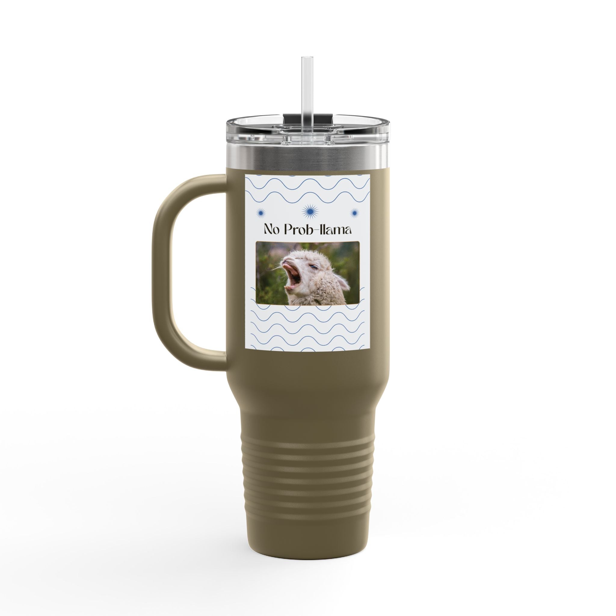 No Prob-Llama 40oz Travel Mug – Funny Llama Coffee Tumbler for Adults | Insulated, Spill-Proof, Adventure-Ready Hydration Gift