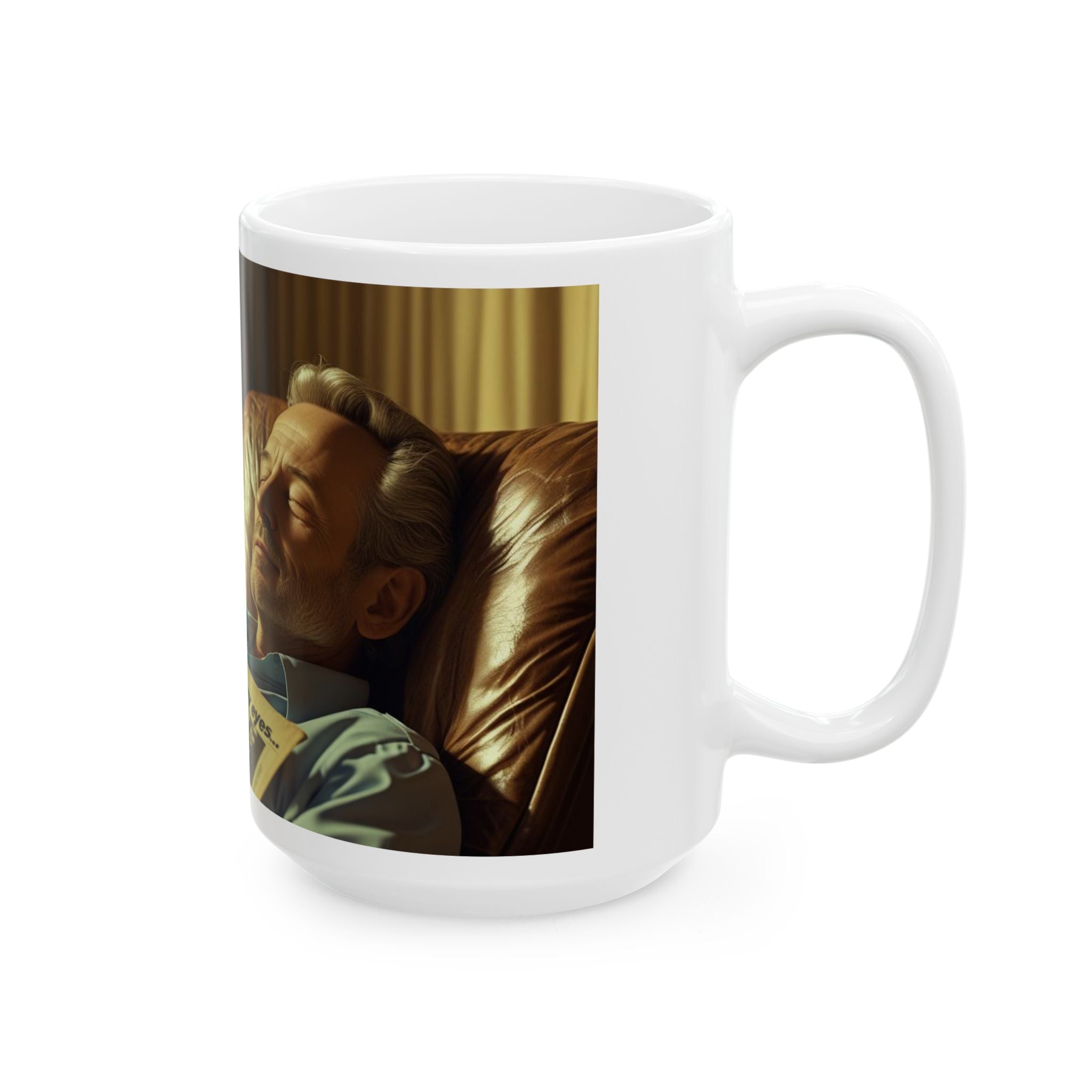 Funny Dad Resting Eyes Cozy Illustrated Mug for Relaxation, Funny Coffee Cup, Gift for Dad, Home Decor, Sleepy Vibes