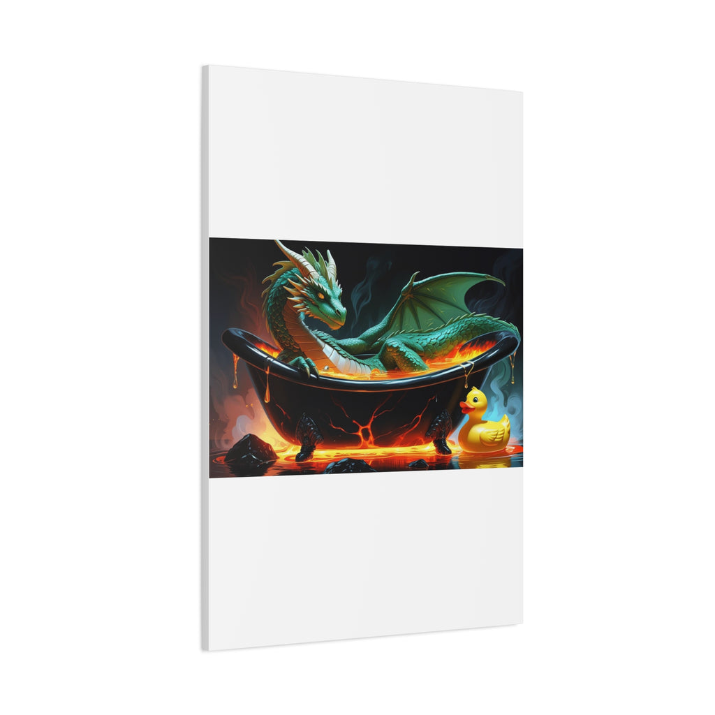 Whimsical Dragon In A Tub  Canvas Wall Art, Fantasy Decor, Kids Room Decor, Unique Gifts for Dragon Lovers, Cute Bathroom Art, Magical Home Decor