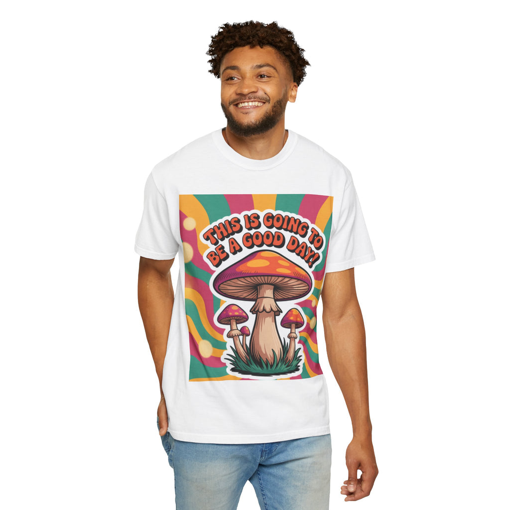 Positive Vibes T-shirt, Retro Mushroom Tee, Unisex Psychedelic Shirt, Gift for Friends, Casual Wear, Summer Essentials