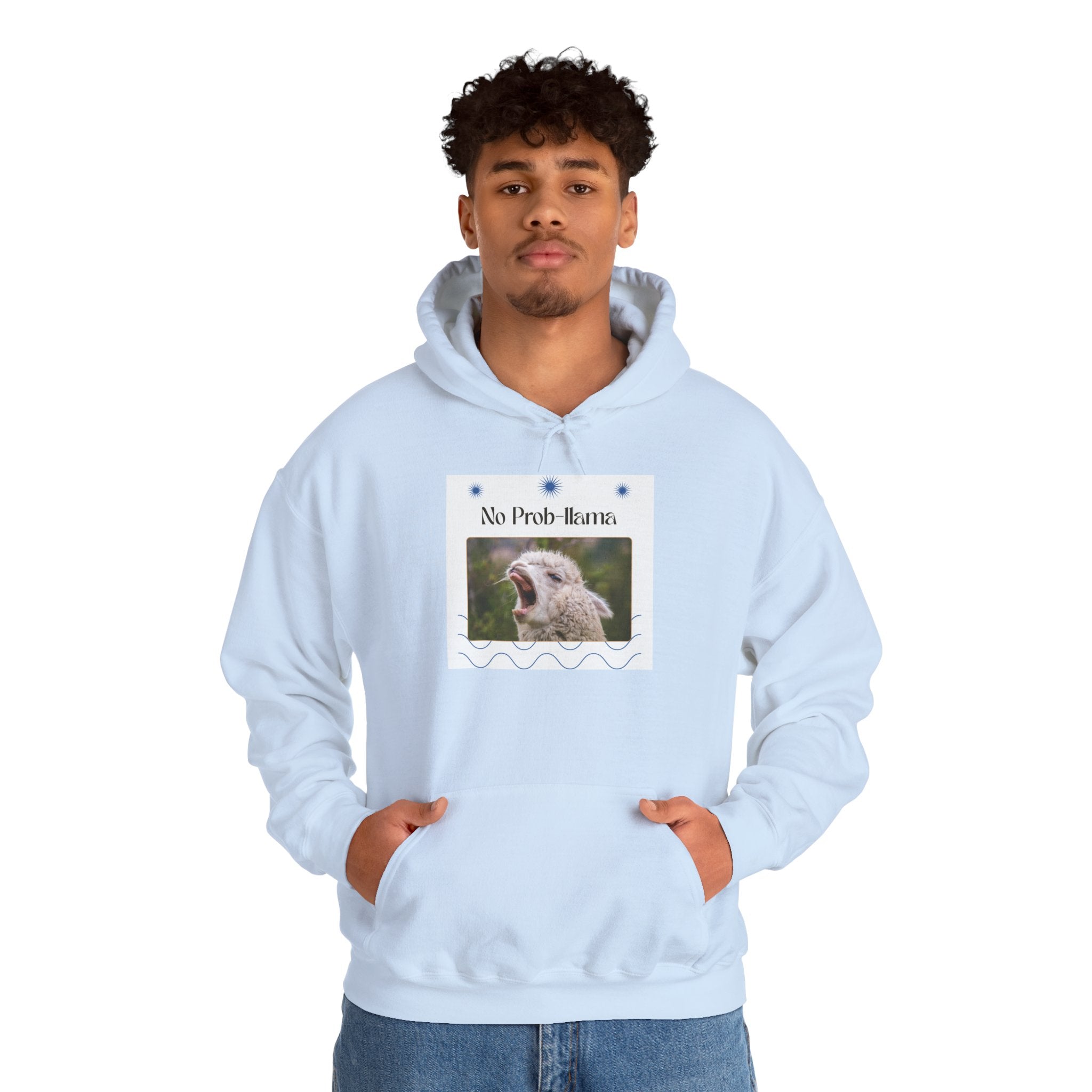 "No Prob-Llama" Unisex Hooded Sweatshirt with Fun Design, Cozy Apparel for Relaxed Days, Gifts for Friends, Casual Wear, Unique Gift Idea, Birthday Present