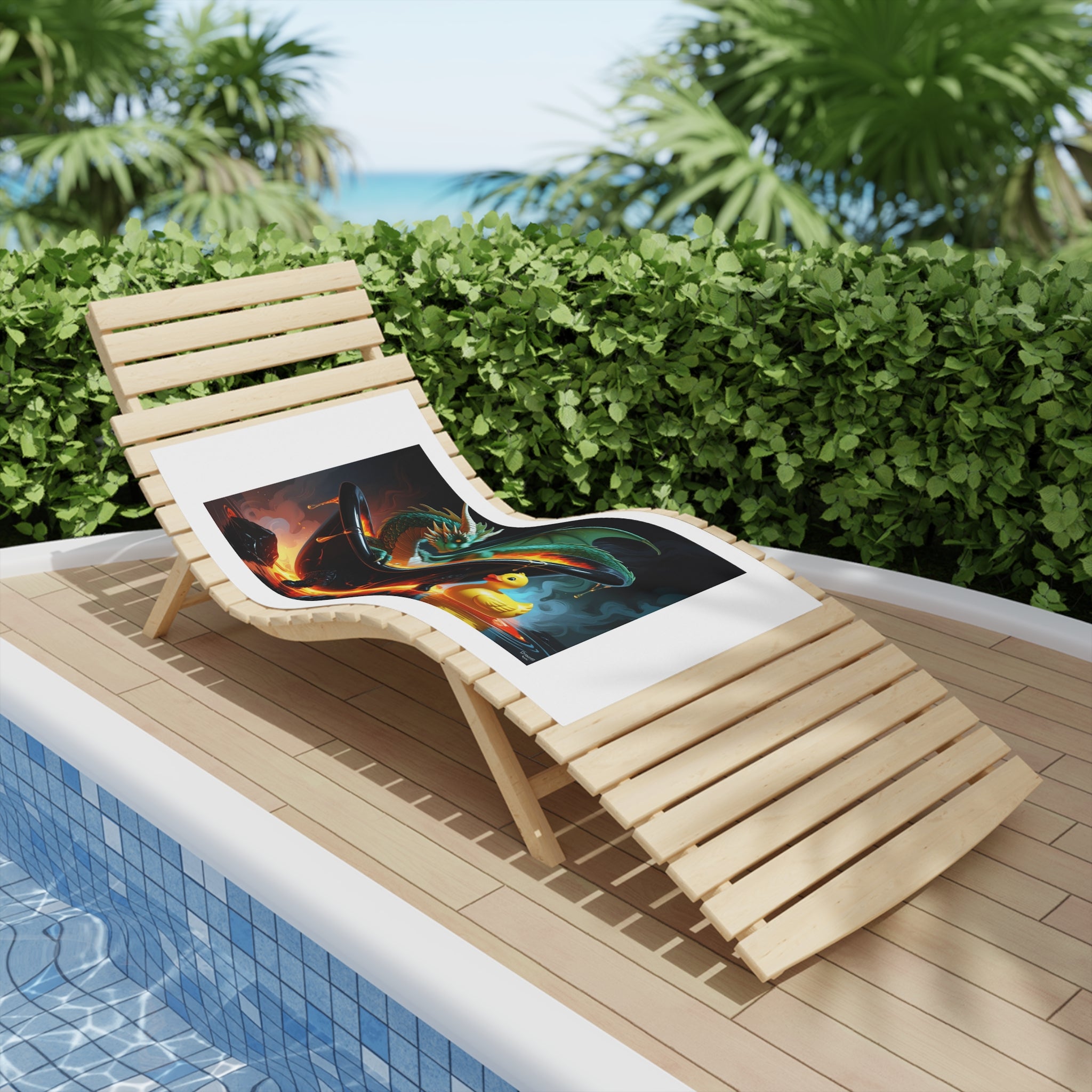 Funny Dragon Bath-time Fantasy Beach Towel, Dragon Artwork Towel, Unique Pool Towel, Whimsical Bath Towel, Gift for Fantasy Lovers, Kids Beach Accessory