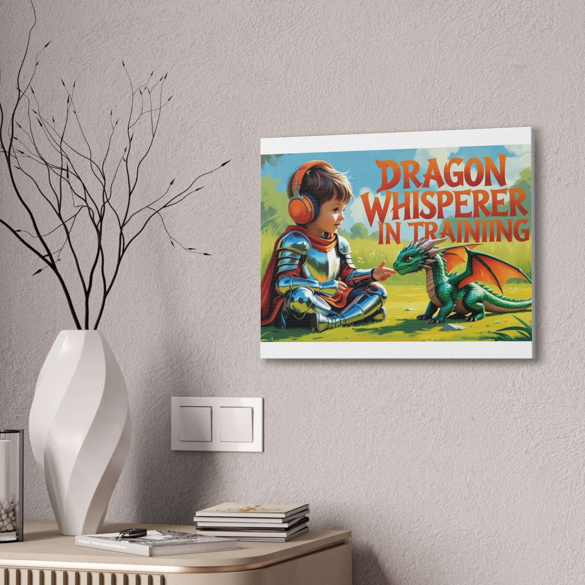 Dragon Whisperer Canvas Print, Playroom Decor, Childrens Wall Art, Fantasy Kids Room, Dragon Lover Gift, Adventure Art, Kid's Room Decor