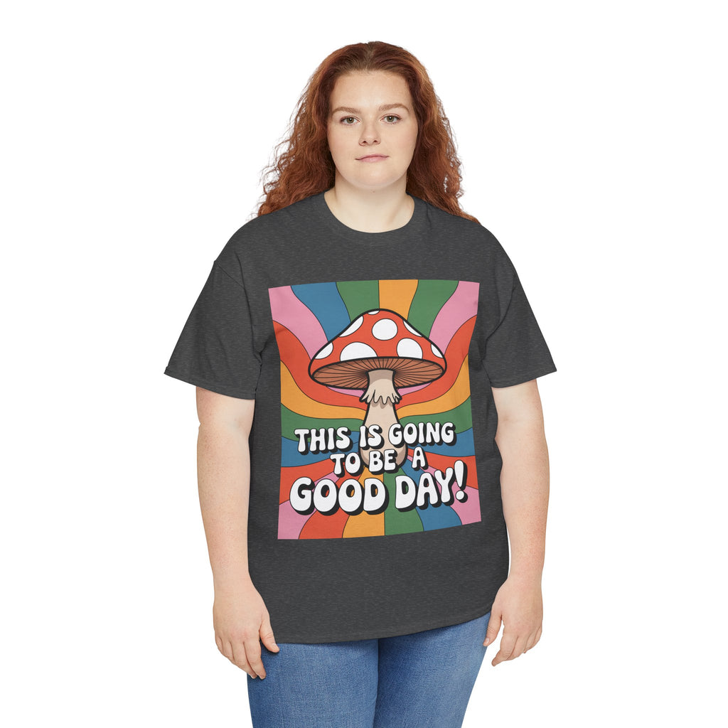 Fun Hippy Mushroom Cheerful Graphic Tee, Positive Vibes T-Shirt for Everyday Wear, Gift for Nature Lovers, Trendy Casual Wear, Eco-Friendly Fashion