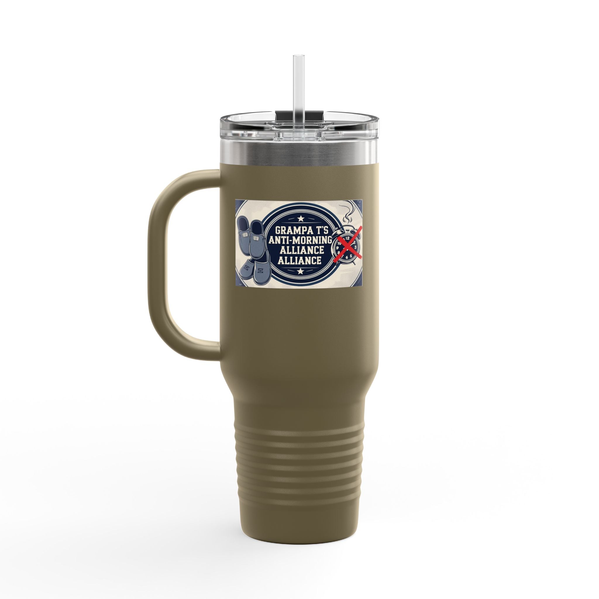 Grampa T's Anti-Morning Funny Custom Insulated Travel Mug, 40oz – Perfect for Coffee Lovers, On-the-Go Drinkware, Gifts for Him/Her, Unique Travel Accessories, [...]