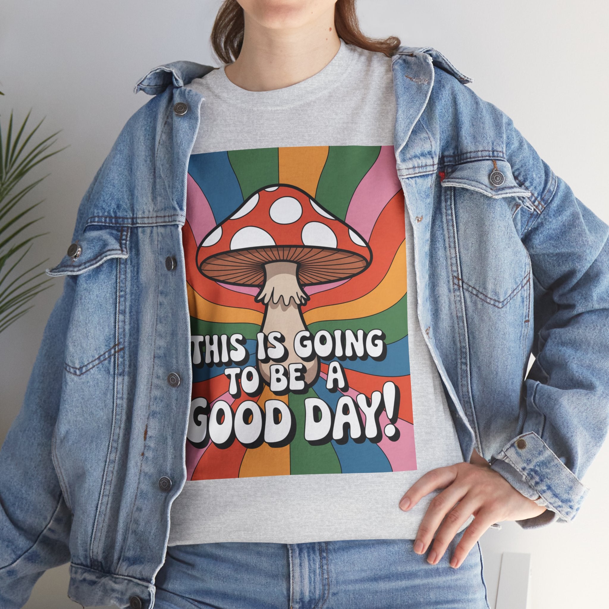 Fun Hippy Mushroom Cheerful Graphic Tee, Positive Vibes T-Shirt for Everyday Wear, Gift for Nature Lovers, Trendy Casual Wear, Eco-Friendly Fashion